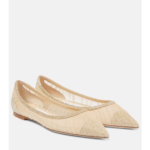 Jimmy ChooLove 闪粉芭蕾平底鞋