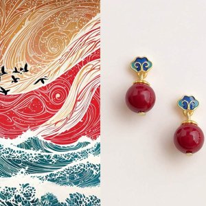 复古玛瑙耳环 925银针