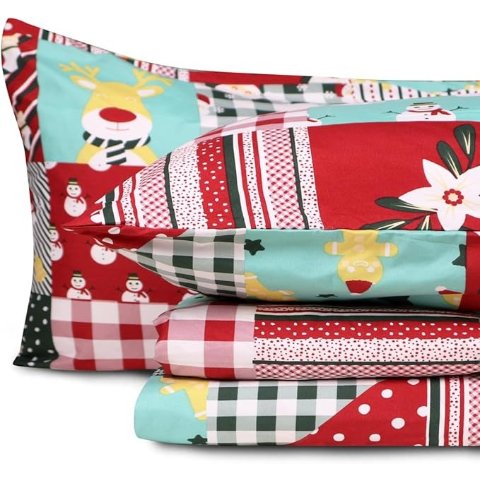 Gogreen 拼接圣诞床单四件套 加大款