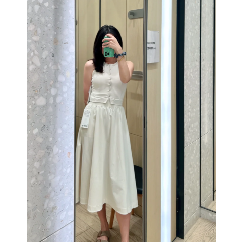 Stretch 褶边中裙