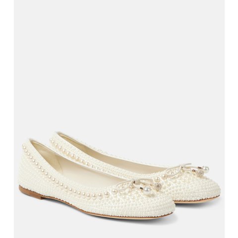 Jimmy ChooElme 缎面芭蕾平底鞋 饰饰