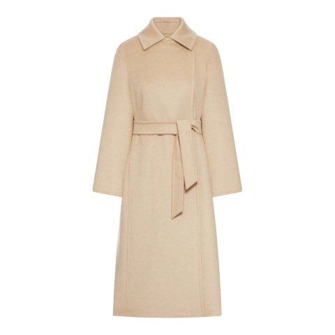 RICCIO 驼色羊毛大衣 带腰带