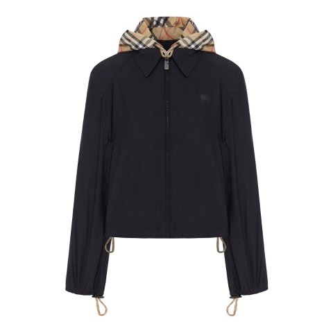 BurberryCrop 连帽夹克 格纹款