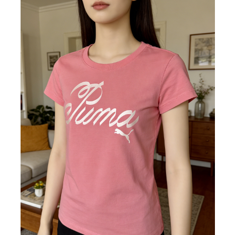 Puma显白粉 很有夏天的味道大童棉质T恤