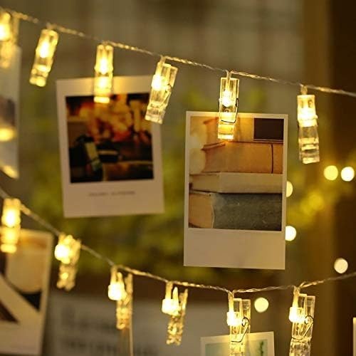 Foto clip Lichterketten,USB Oder Batterie Betrieben,10M 100LED Fotolichterkette mit Fernbedienung,8 Modi,Dekoration fur Innen,Schlafzimmer,Hochzeit,Party,Weihnachten (50Clip & 25Nagel)