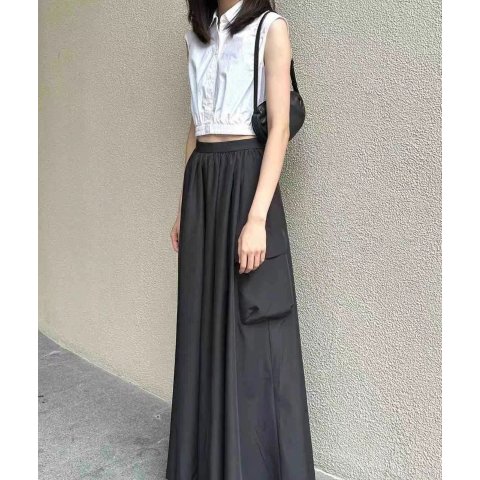 同款的藏青色！无敌显瘦哦工装半裙