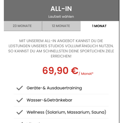 点击申请一个月，他们家一个月69欧呢！快薅健身房