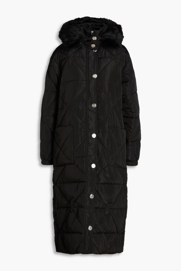 Quilted shell hooded coat