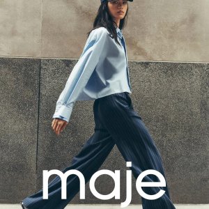 Maje秋日特调浪漫 奶蓝针织开衫€129 有机棉连衣裙€38