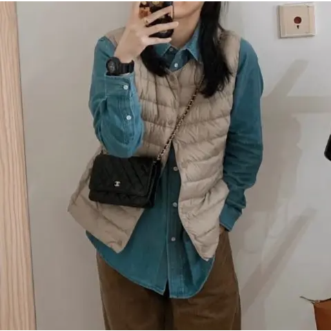 Uniqlo奶茶色真的太温柔啦！PUFFERTECH羽绒马甲