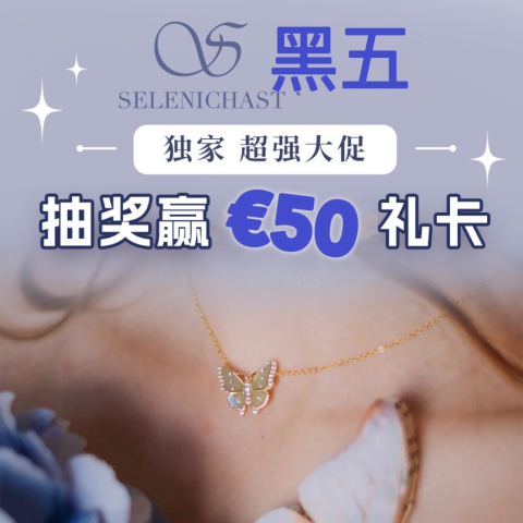 3折起+叠7折+抽€50礼卡黑五提前享：Selenichast仙女首饰 紫水晶手镯€18 曲别针项链€20