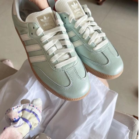 adidas Originals薄荷色尊嘟好美！Samba 德训鞋