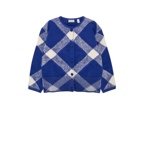 Burberry皇室蓝实在是高级！大童格纹开衫