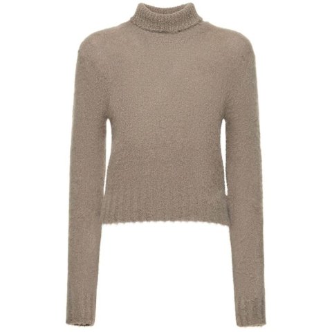 拉绒羊驼毛混纺高领毛衣