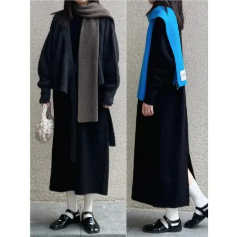 COS开叉羊毛连衣裙