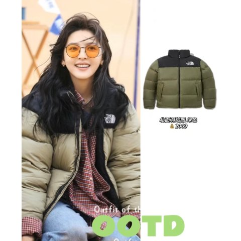 The North Face章若楠同款！@伊人说穿搭拼色面包服 