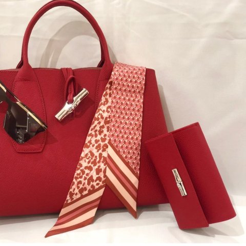 Longchamp一抹中国红~@Elvis竹节钱包