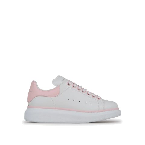 Alexander McQueen粉色描边小白鞋