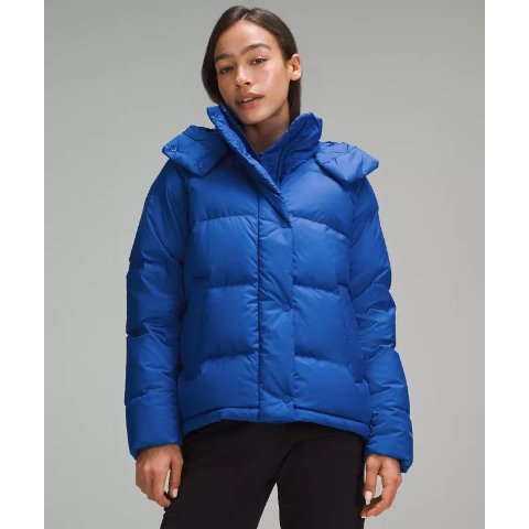 Lululemon显白克莱因蓝色Puffer羽绒服
