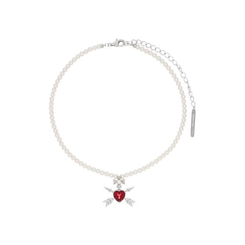 白色 YVMIN 联名 Double Arrow Heart 项链