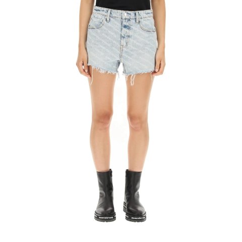 Alexander Wang满logo牛仔短裤