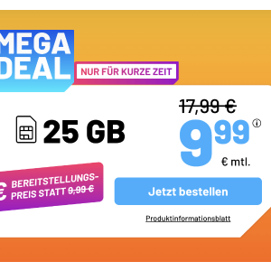 仅立省192欧！📱每月25GB 包月上网+免费电话/短信