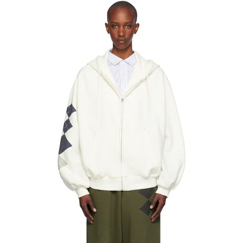 白色 Argyle Box 连帽衫