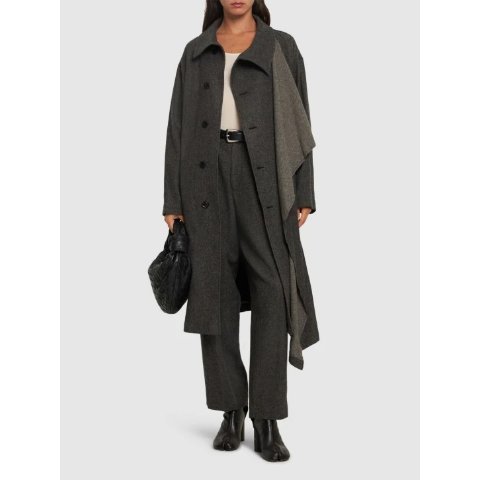 Yohji Yamamoto被美到了！！！不对称长款法兰绒大衣