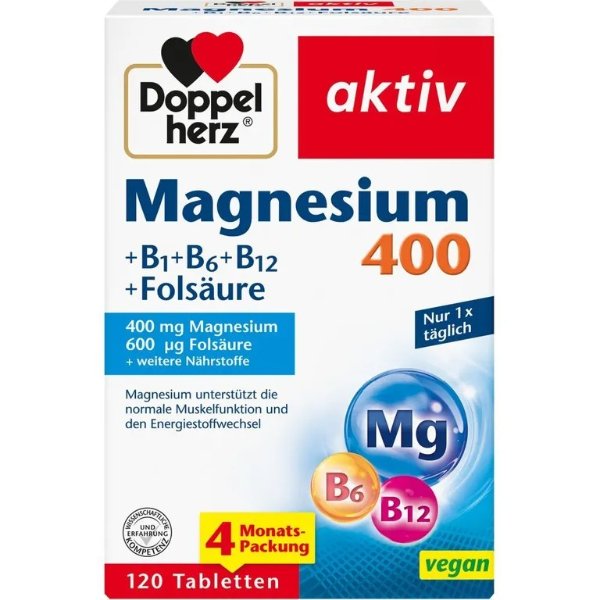 Doppelherz® aktiv Magnesium 400 + B1 + B6 + B12 + Folsaure镁片