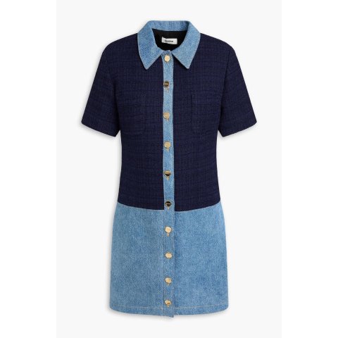 Sandro牛仔拼接连衣裙