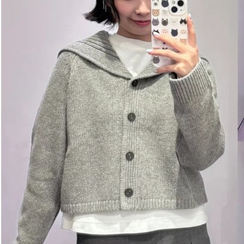 COS海军领羊毛开衫