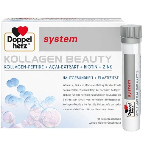 30天，韩国MM皮肤透亮的秘密Doppelherz® system KOLLAGEN Beauty胶原蛋白美容饮