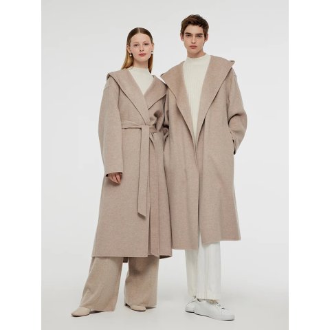 GOELIA燕麦色翻领大衣 
