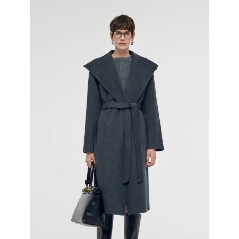 GOELIA这个石墨灰 巨美！羊毛翻领大衣