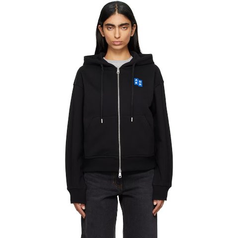 Ader Error黑色 TRS Tag Zip-Up 02 连帽衫