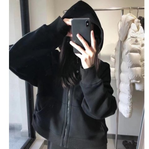 Lululemon经典黑色Scuba全拉链卫衣