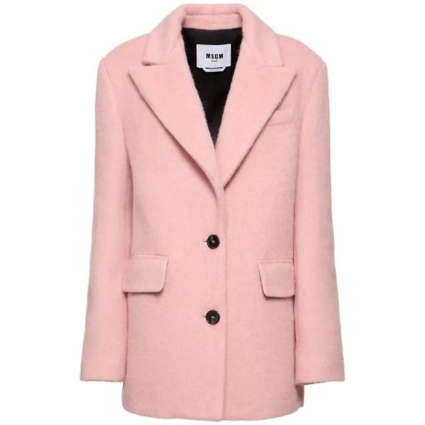MSGM单排扣羊毛混纺短款大衣