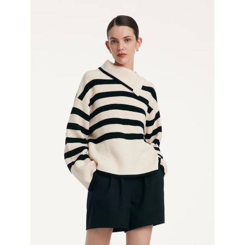 GOELIA条纹大毛衣 