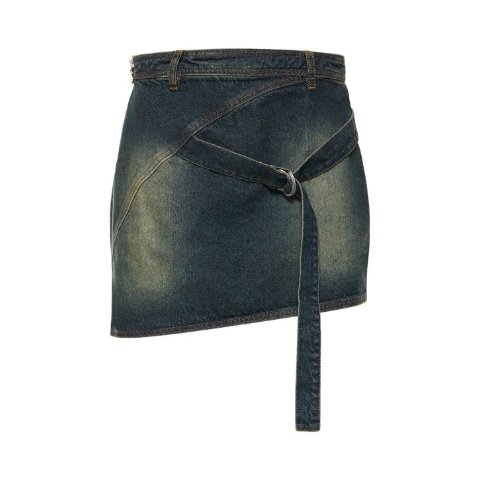 Cannari Concept环棉质牛仔迷你短裙