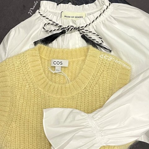 COS同款芥末黄！白衬衫绝搭！@ujee马海毛马甲