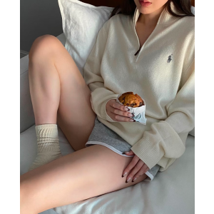 Polo Ralph Lauren奶白色！@六一小姨复古拉链卫衣