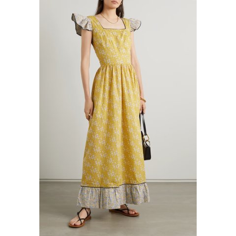 印花小飞袖连衣裙