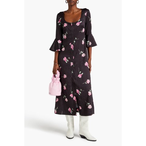 Ganni玫瑰印花裙