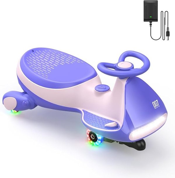 12V N7 Pro Kinder Elektroauto, Elektrisches Rutschauto mit Pedal, 2 in 1 Kinder Auto, aufladbar Batterie 2 Geschwindigkeit Kippschutz Leuchtende Rader Bluetooth fur Kind ab 3 Jahren, Rosa