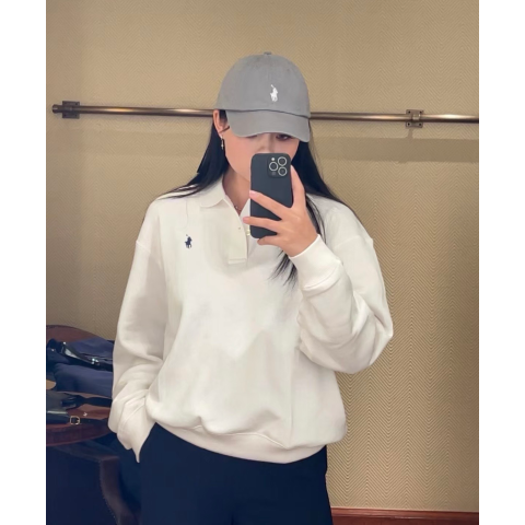 Polo Ralph Lauren奶白色超神！polo领长袖套头衫