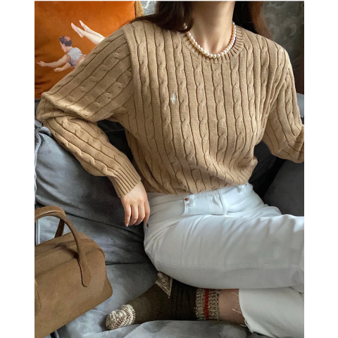 Polo Ralph Lauren经典浅卡其！@六一小姨麻花毛衣 卡其色