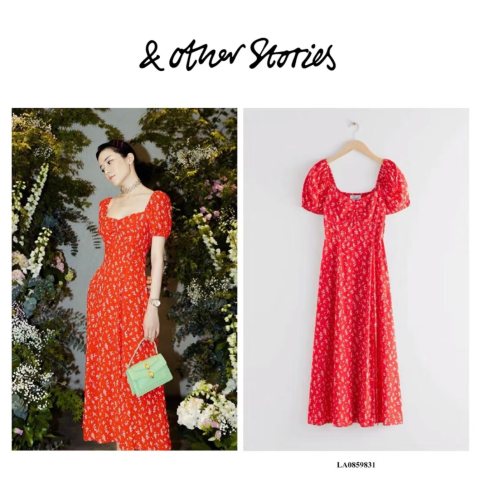 & Other Stories封面款！@图片来自other stories方领印花连衣裙
