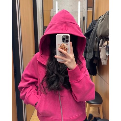 Lululemon热恋粉！！哇塞 春夏穿真好看Scuba半拉链卫衣