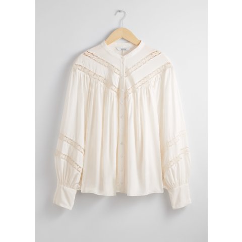 & Other Stories春天穿刚刚好法风刺绣衬衫