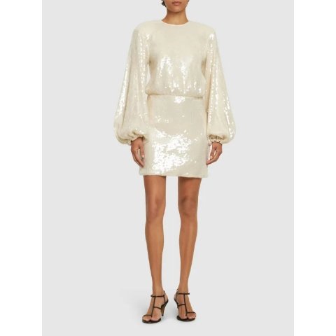 装饰长袖迷你连衣裙